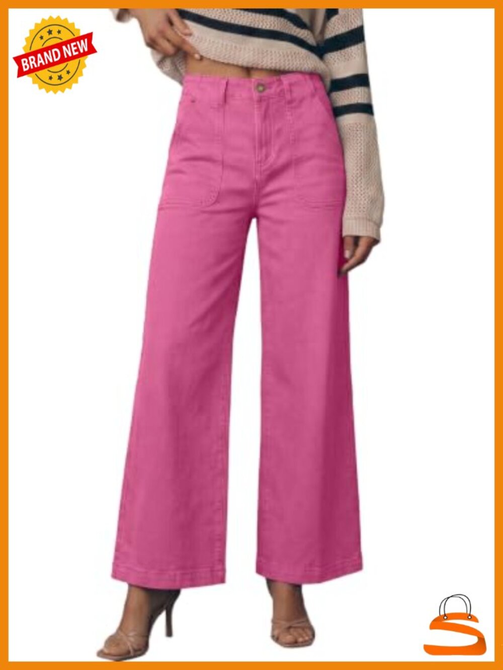 High Waisted Wide Leg Stretchy Baggy Jeans with Pockets